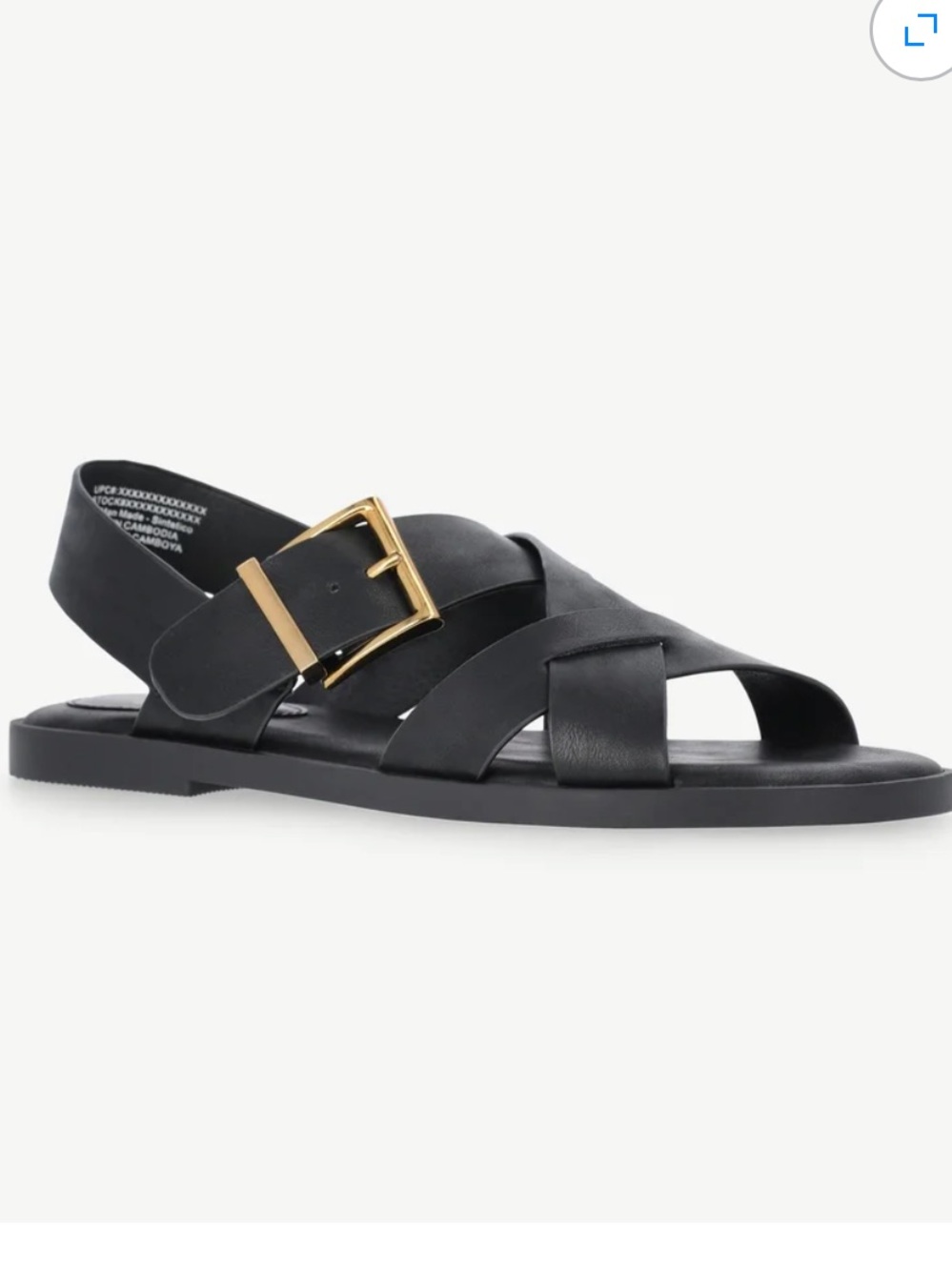 NWT Time and Tru Women's X-Band Gold Buckle Sandals, Black